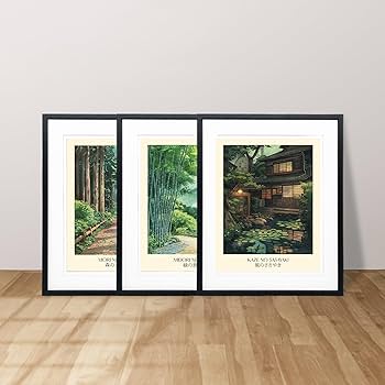Amazon.com: Wallbuddy Japanese Landscape Poster Set of 3 - Mori No